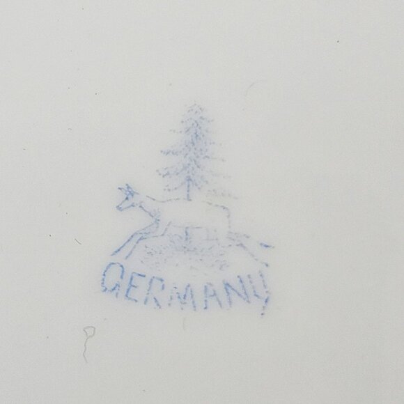 Vintage Serving Bowl Porcelain Gold Trim Leaves Purple Flowers Germany - Picture 2 of 9